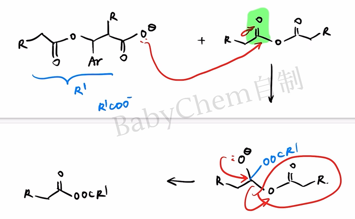 Carboxylate attack anhydride